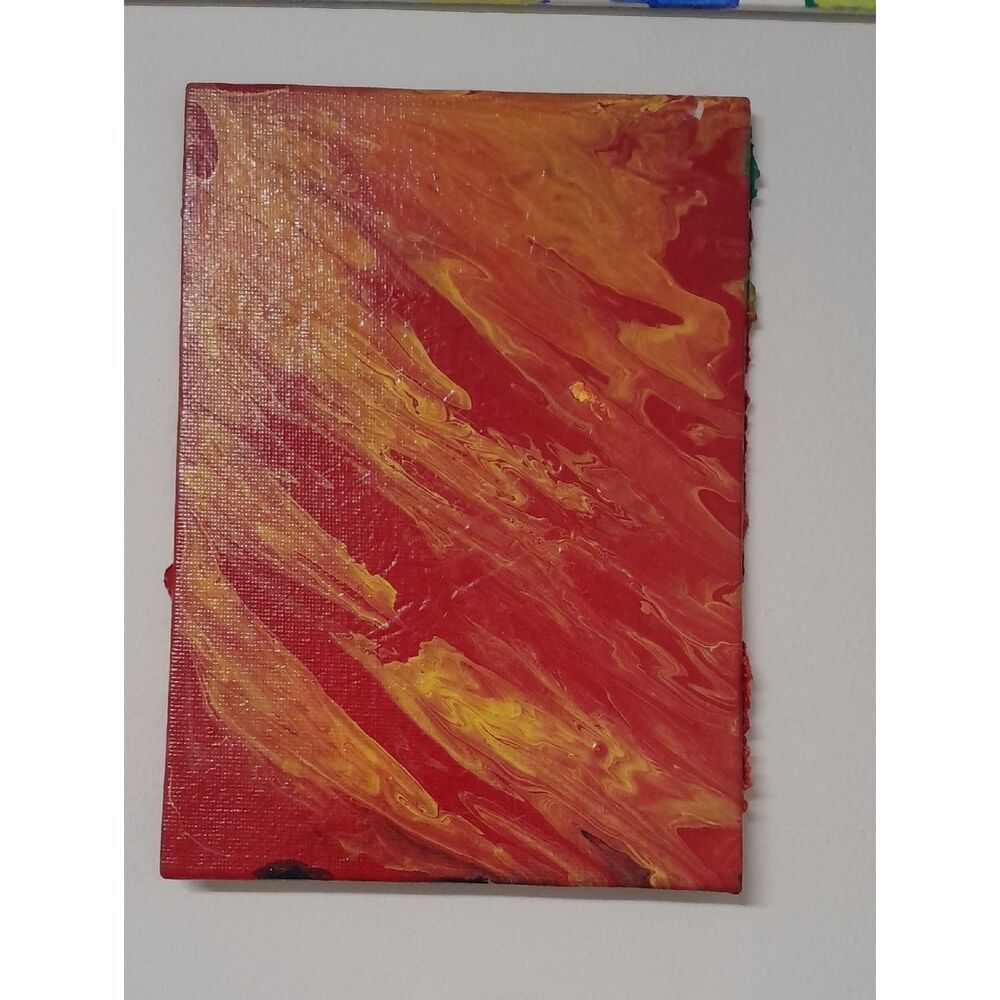 Red and Yellow Abstract Canvas Wall Art by